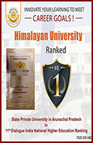 Himalayan University ranked Number One Private University in Arunachal Pradesh in 11th Dialogue India National Higher Education Ranking
