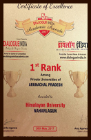 1st Rank Among Private Universities in Arunachal Pradesh